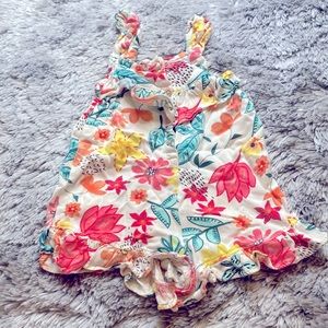 Jessica Simpson Beige Yellow Red Blue Floral Girl’s Romper Size 4T